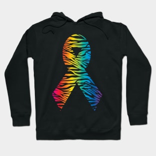 Awareness Ribbon - Rainbow Stripe Hoodie
